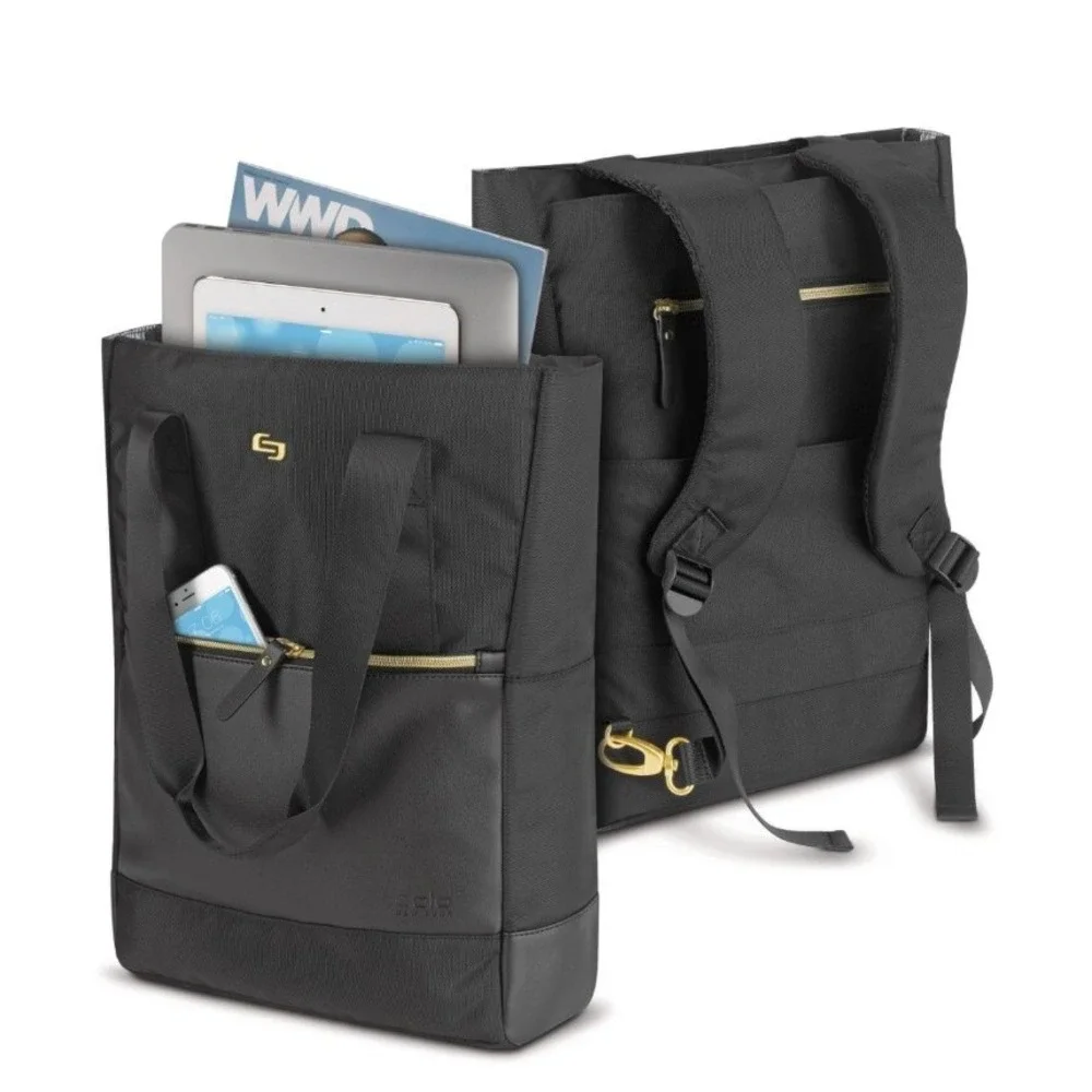 Solo New York Parker Hybrid Tote  Laptop Black Backpack 15.6